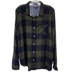 Flag & Anthem Pearl Snap Green Blue Buffalo Plaid Flannel Button Up Shirt XL